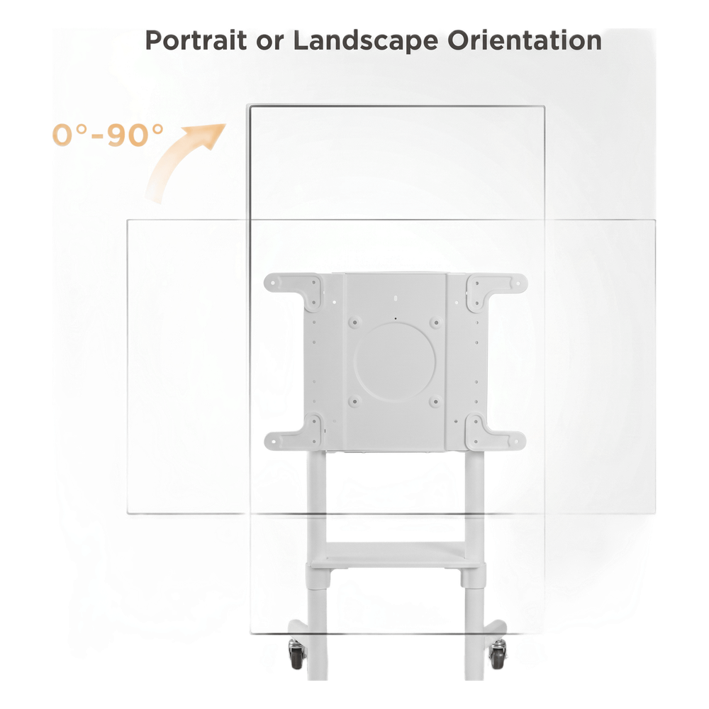 Soporte Móvil Rotativo para Pantalla 37"-70" / Rotación 0° a 90° / VESA 200x200 a 600x400 / Carga 70 kg / Ruedas con Bloqueo / Color Blanco