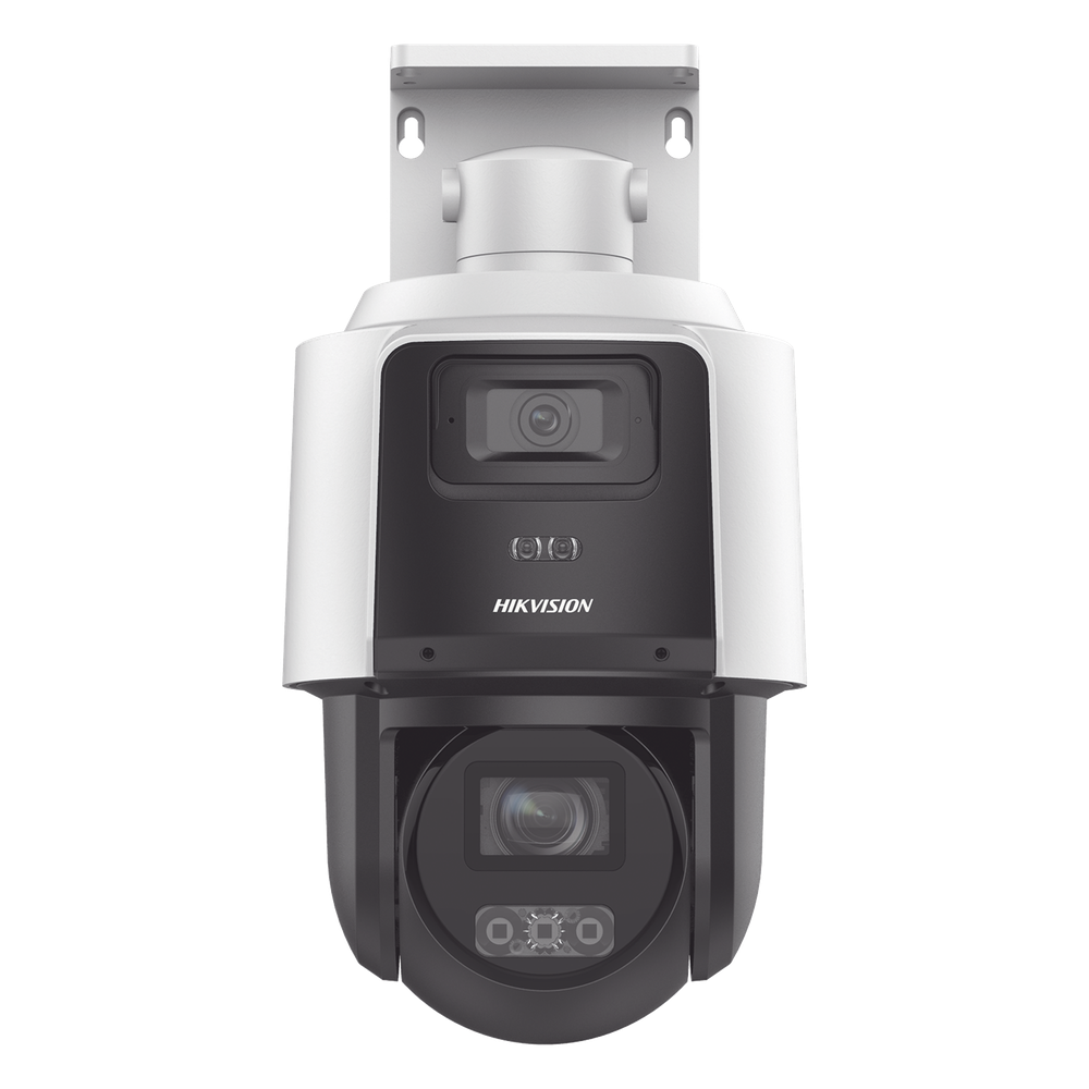 [TandemVu] PTZ IP 4 Megapixel con Cámara Panorámica 4 Megapixel / 4X Zoom / Dual Light (40 mts IR + 30 mts Luz Blanca) / ACUSENSE / IP66  / PoE+ / Audio de Dos Vías / Micro SD / Incluye Base para Techo o Pared