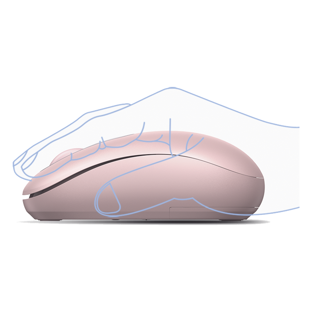 Mouse Inalámbrico 2.4G 800/1200/1600/2400 DPI | Función de 3 botones | Alcance 10m | Silencioso |  Ergonómico | Anti-caída y Anti-interferencias | Batería Alcalina AA incluida  | Color Dusty Pink.