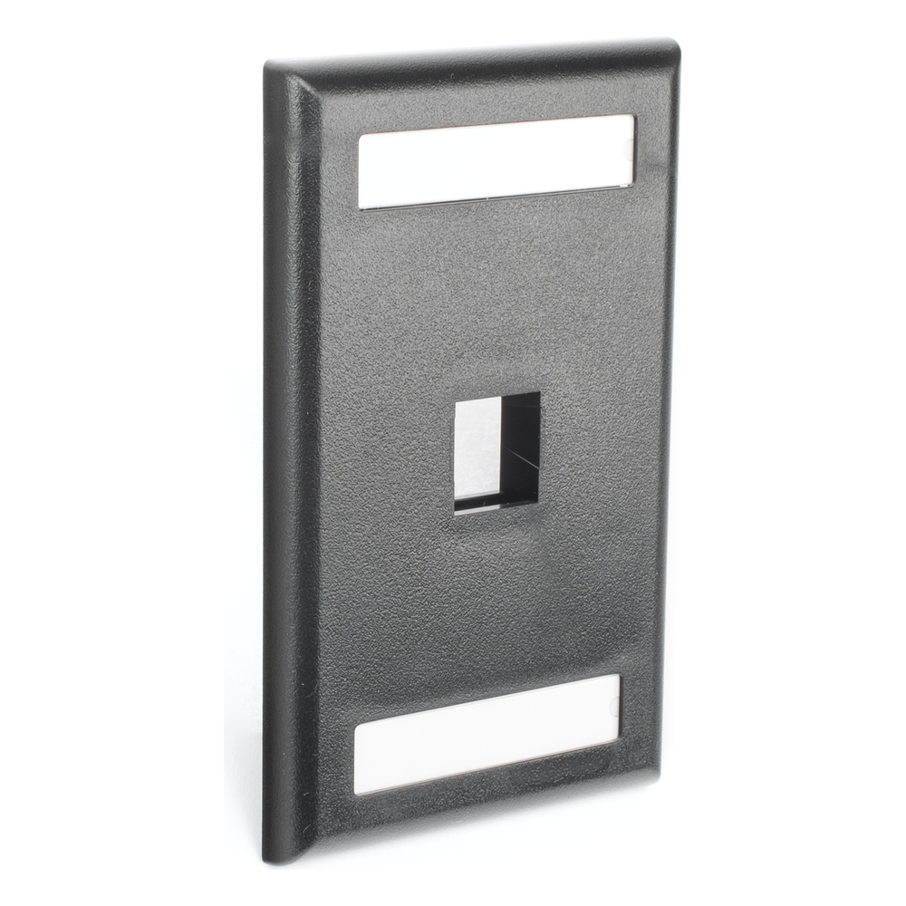 Placa de Pared Vertical, Salida Para 1 Puerto Keystone, Con Espacios Para Etiquetas, Color Negro