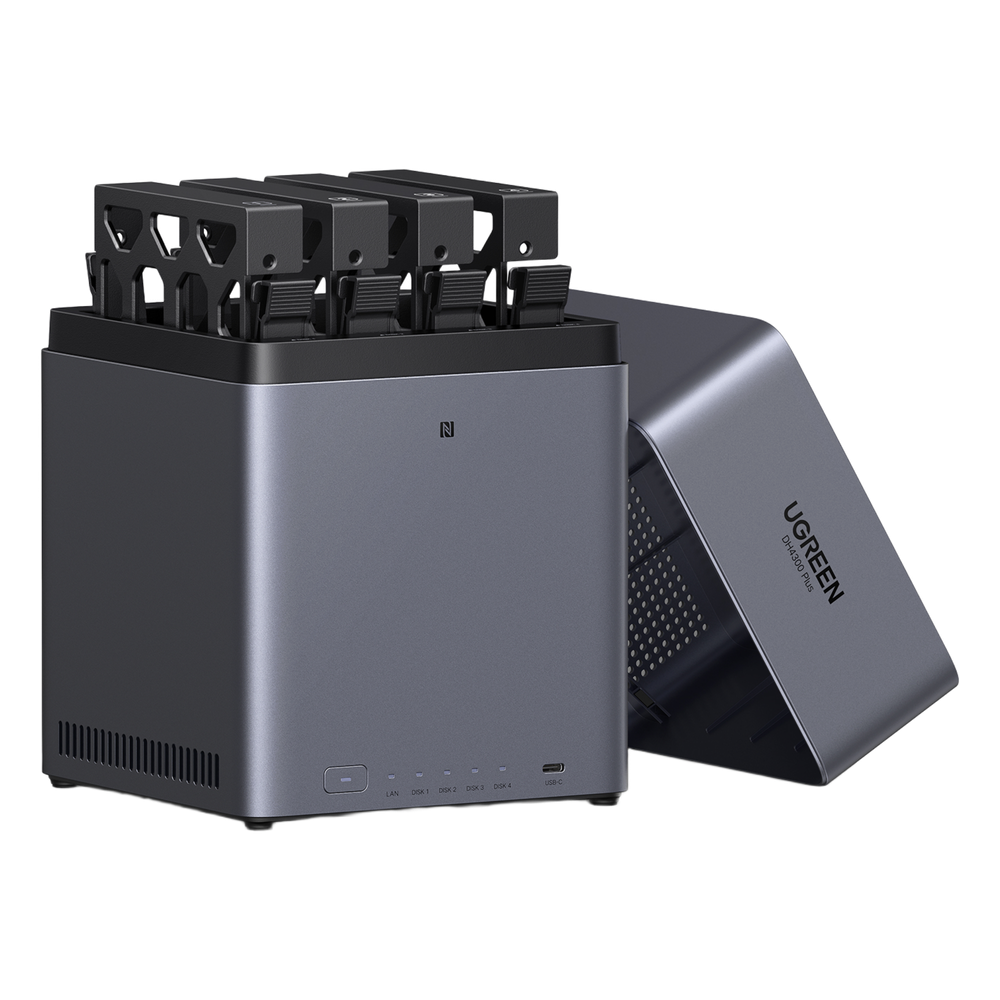 NAS UGREEN NASync DH4300PLUS  / 4 Bahías SATA / Procesador RK3588C 8 GB RAM / 2.5GbE Puerto / HDMI 4K / USB 3.2 Type-C / RAID 0/1/5/6/10 / Acceso Remoto UGREENlink