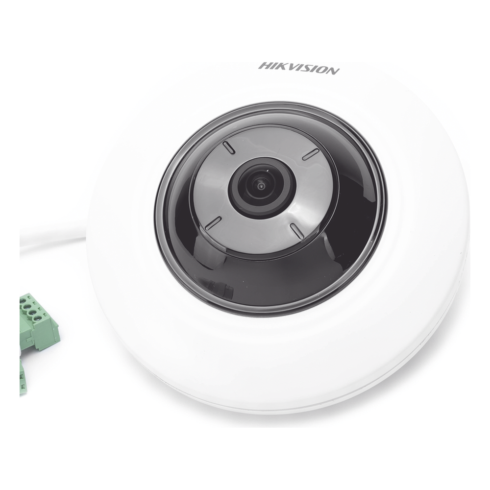 Mini Fisheye IP 5 Megapixel / Panorámica 180° - 360° / Microfono Integrado / 8 mts IR / Uso en Interior / PoE / Múltiples Vistas por iVMS-4200 / Alarmas I/O / Micro SD