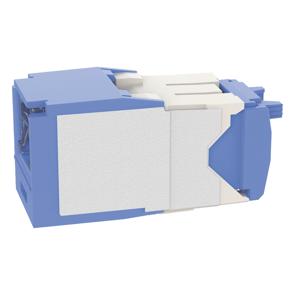 Conector Jack RJ45 Estilo TG con Ventana, Mini-Com, Categoría 6A, de 8 Posiciones y 8 Cables, Color Azul