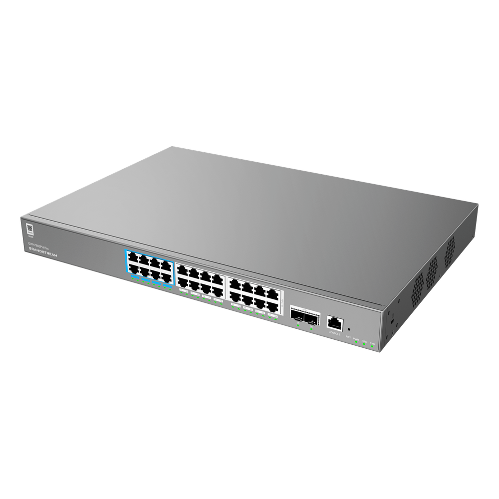 Switch de Red Empresarial L2++ / Serie GWN7800 Pro / 24 Puertos Gigabit PoE 400W / 2 SFP+ / Gestión Cloud GDMS / VLAN 4K / QoS Avanzado / Seguridad Integral