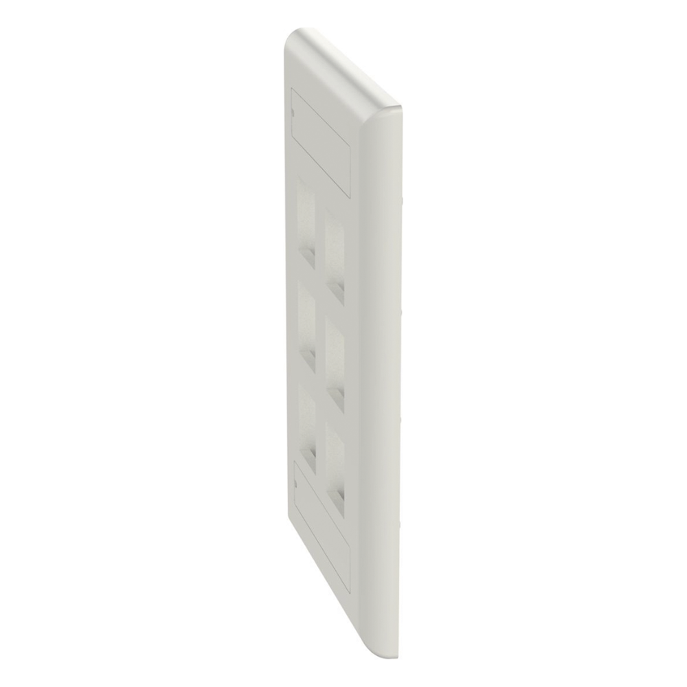 Placa de Pared Vertical, Salida Para 6 Puertos Keystone, Con Espacios Para Etiquetas, Color Blanco Mate