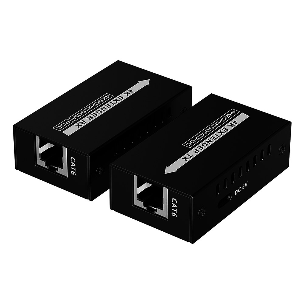 Kit extensor HDMI de tamaño mini | 4K60Hz a  60 metros | Solo requiere alimentación TX |  Sobre CAT6/CAT6A/CAT7 |