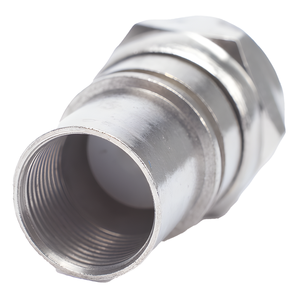 Conector F Macho, Plegable con PIN para Cable RG-6, Cuerpo de Bronce Niquelado.