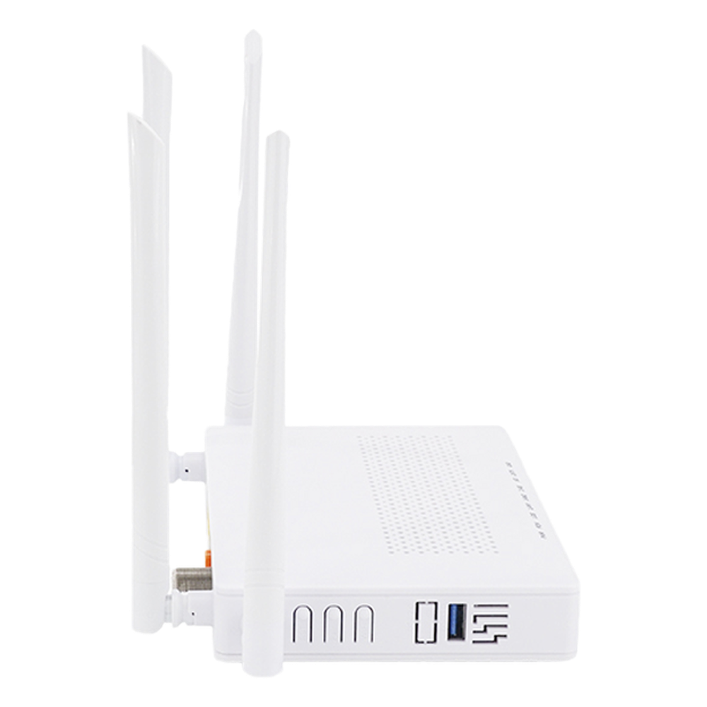 ONU Dual GPON/EPON / Wi-Fi Doble Banda 2.4 y 5 GHz / Soporta MESH / 2 Puertos Gigabit / 1 Puerto PON SC/APC / 1 puerto CATV / Hasta 1200 Mbps vía Wi-Fi