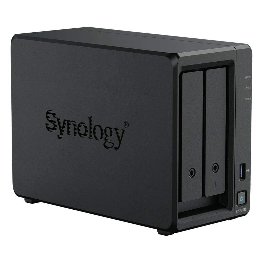 NAS Synology DiskStation DS725+ | 2 Bahías | Expandible hasta 7 Unidades | 2 Ranuras M.2 NVMe | Puerto 2.5GbE | Rendimiento 276 MB/s Lectura y 224 MB/s Escritura | Compatible con Unidad de Expansión DX525.
