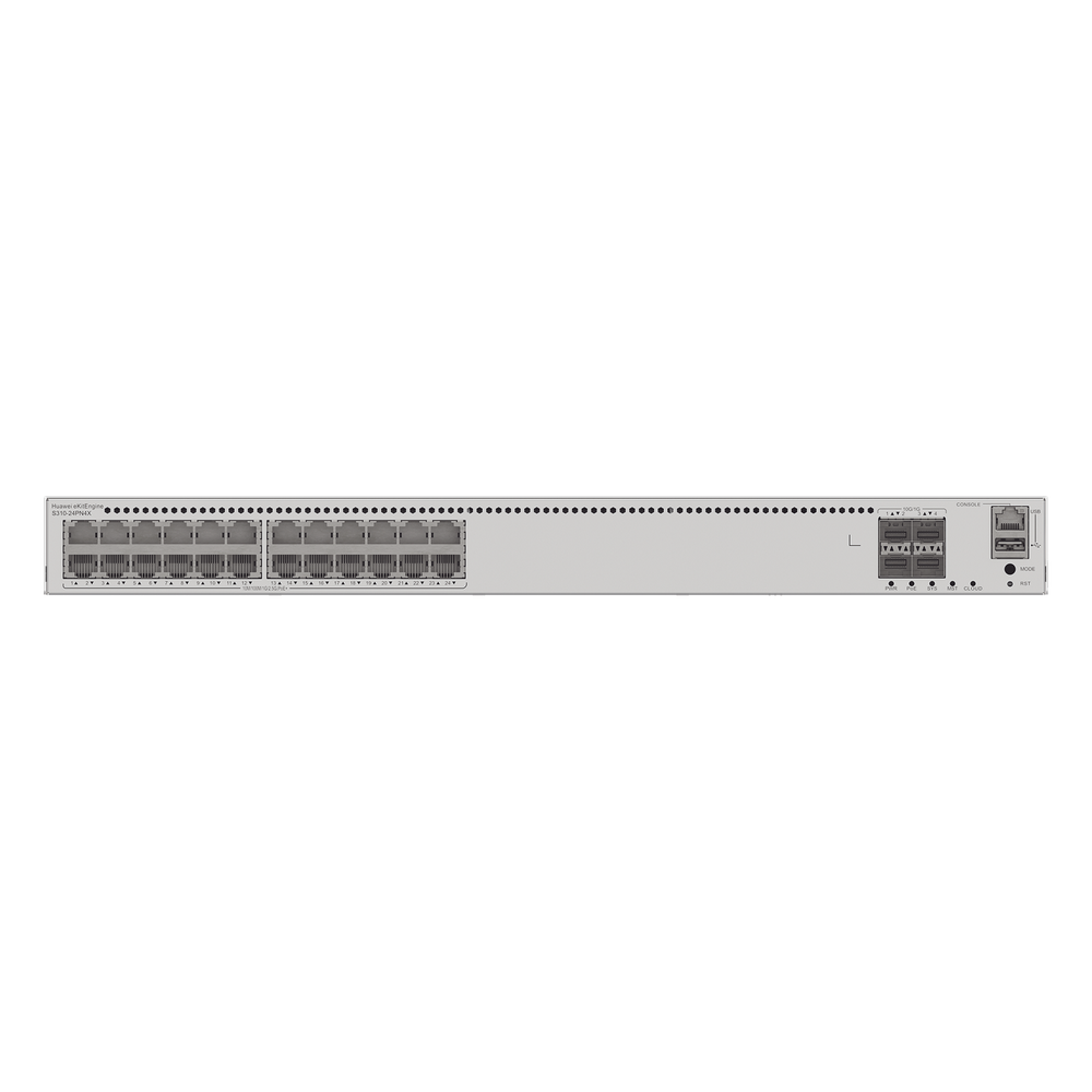 Switch de Distribución/Core Gigabit Administrable PoE Capa 3 / 24 puertos 1000/2.5Gbps (PoE) / 4 Puertos 10GE SFP+ Uplink / ERPS / Rutas Estáticas / iStack / PoE Perpetuo / 400W / Administración Nube Gratis