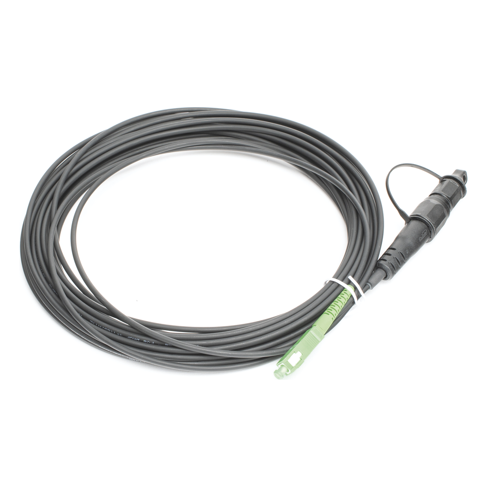 Jumper de Fibra Óptica, Conector SC/APC - Conexión a Caja FDP460, Redondo, 10 Metros (32.81 Pies), Forro 3 mm, G657A2, Negro