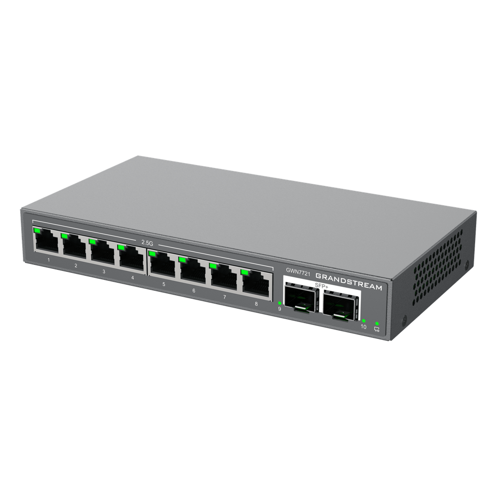 Switch L2 Lite Administrable de 10 Puertos / 8 Puertos Ethernet 2.5 Gigabits / 2 Puertos SFP+ 10 Gigabits / VLAN / QoS / Montaje en Escritorio o Pared / Compatible con GDMS
