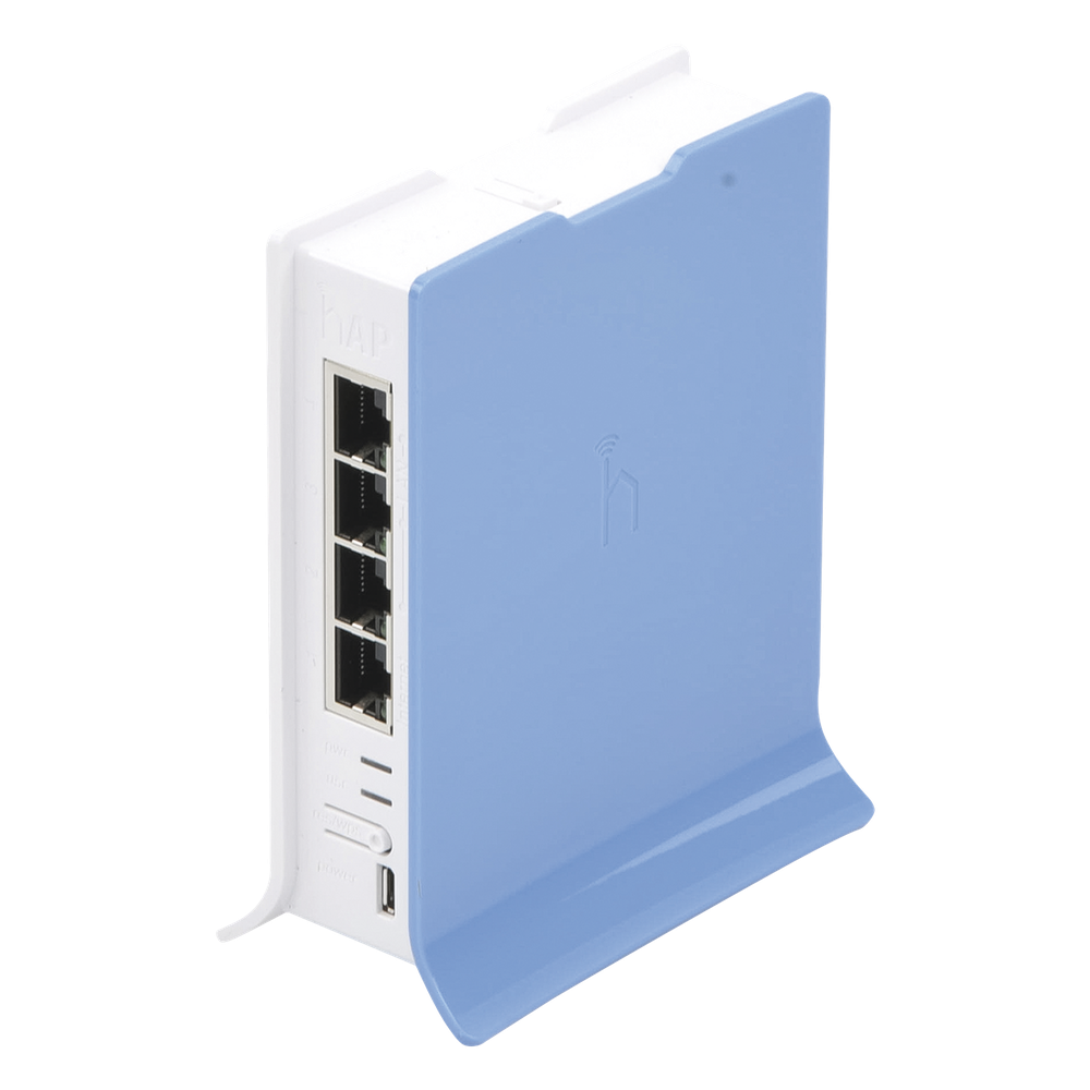 (hAP lite TC) 4 Puertos Fast Ethernet, Wi-Fi 2.4 GHz 802.11 b/g/n y base tipo Torre