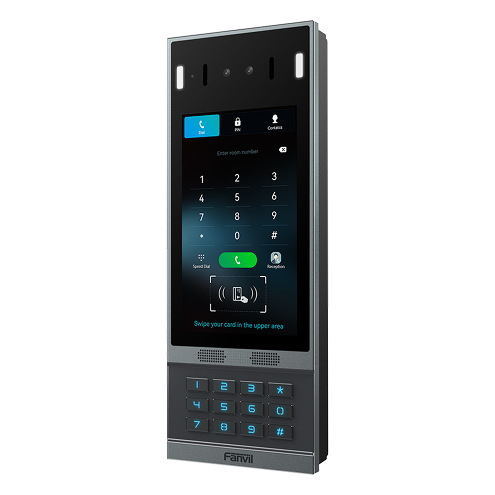 Videoportero SIP con Reconocimiento Facial / Pantalla Táctil IPS 7" / Cámara 2MP / 2 Relevadores / Teclado Retroiluminado / IP66 IK07 / PoE