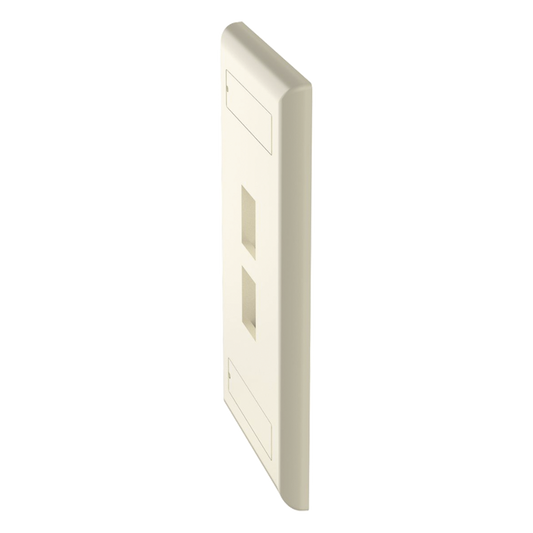 Placa de Pared Vertical, Salida Para 2 Puertos Keystone, Con Espacios Para Etiquetas, Color Marfil