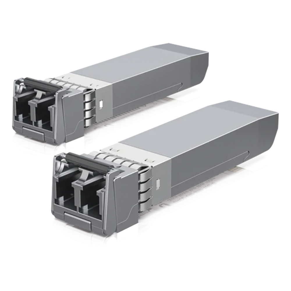 UFiber Módulo SFP+ 10G, transceptor MiniGibic MultiModo 10 Gbps, distancia 300m, conectores LC, paquete de 2 piezas