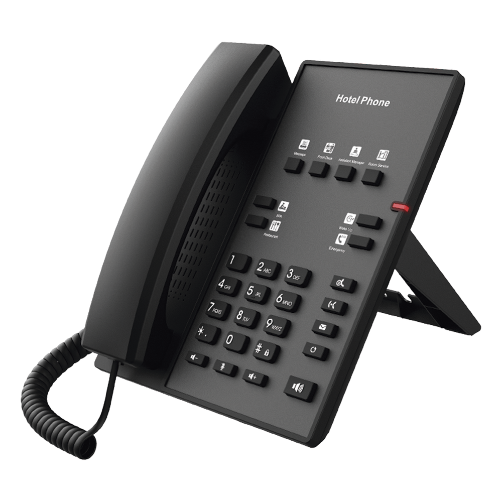 Teléfono IP para Hotelería, profesional con 8 teclas programables para servicio rápido, plantilla personalizable con PoE