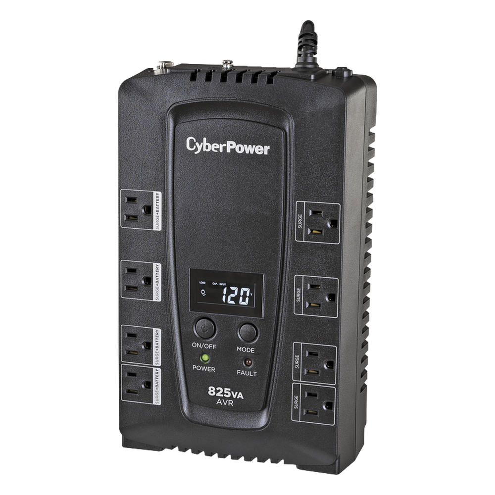 UPS de 825 VA/450 W, Topología Línea Interactiva, Entrada 120 Vca NEMA 5-15P, Tipo Gabinete Compacto, Con 8 Tomas NEMA 5-15R