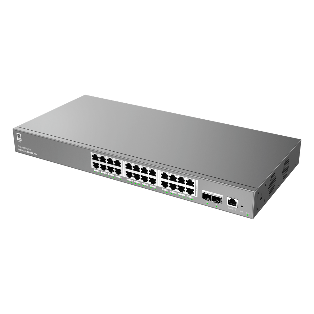 Switch de Red Empresarial L2++ / Serie GWN7800 Pro / 24 Puertos Gigabit PoE 250W / 2 Puertos SFP+ / Gestión Cloud GDMS / VLAN 4K / QoS Avanzado / Seguridad Integral
