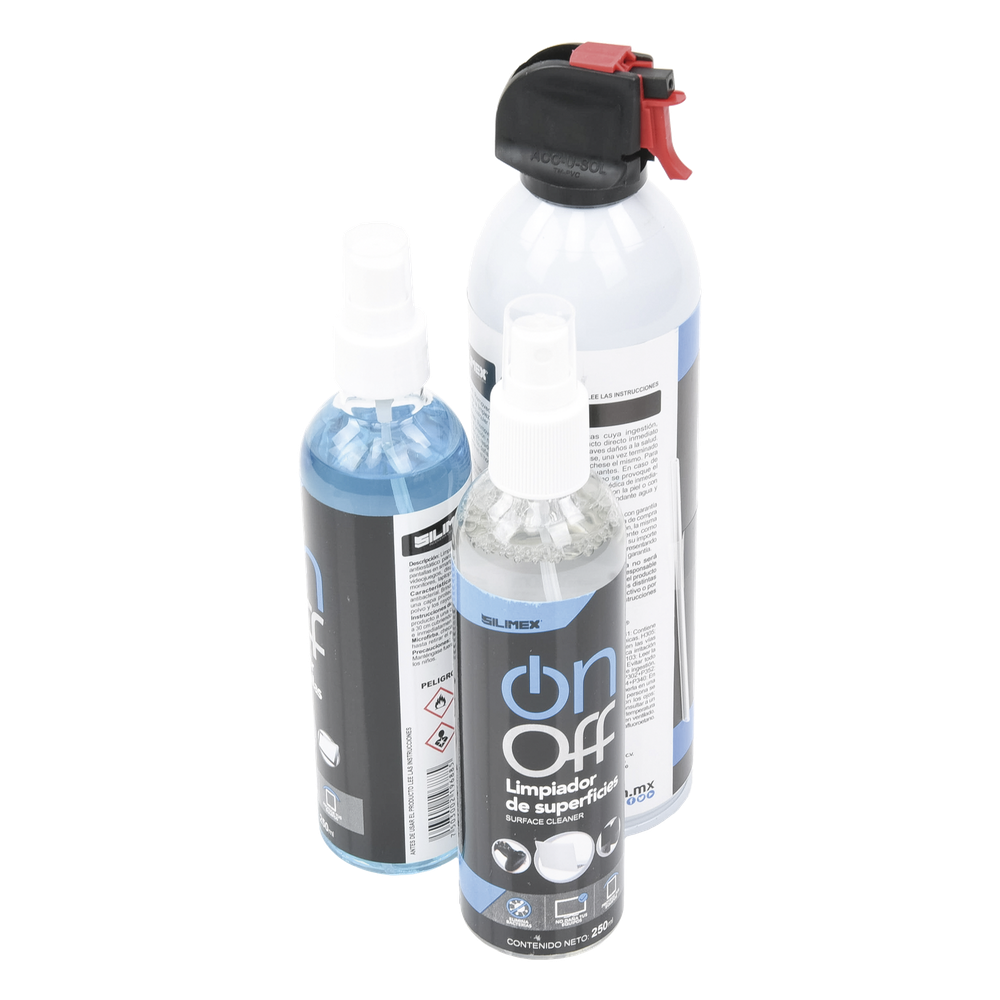 Kit de Limpieza, incluye 4 productos especializados en limpieza de pantallas y superficies, equipo de cómputo y electrónicos