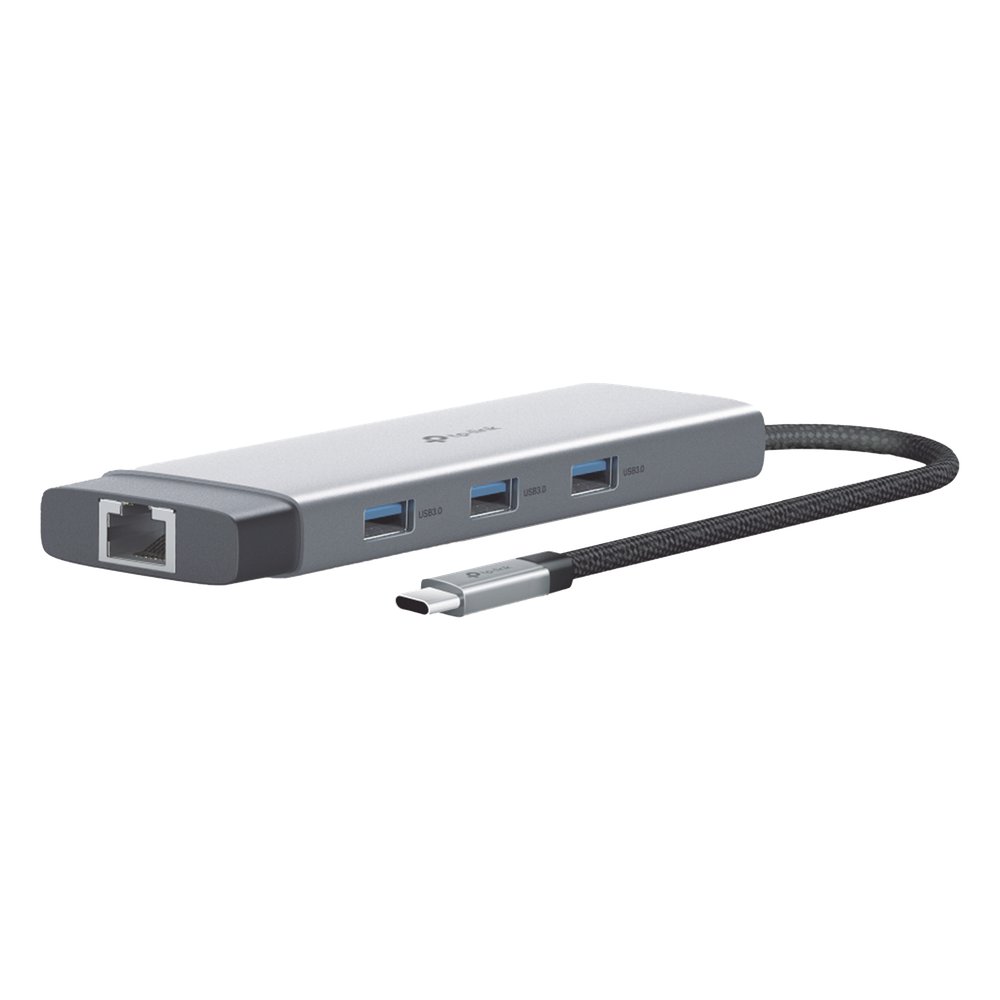 Adaptador HUB 9 en 1, 1 puerto USB-C entrada, 1 puerto HDMI 4K, 1 puerto Ethernet Gigabit, 1 puerto SD y MicroSD, 1 puerto USB-C y 3 puertos USB-A