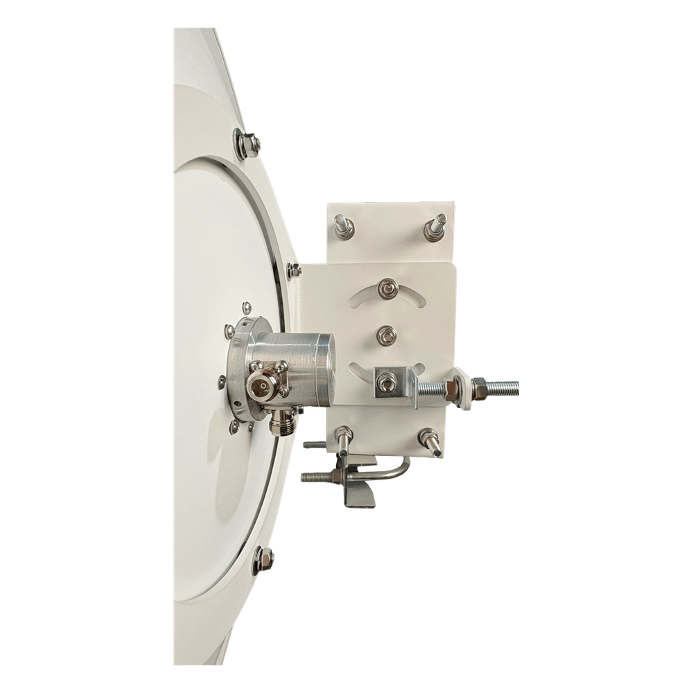 1 Antena Direccional Dual-Polaridad MLO Alto Rendimiento / diámetro  de 39.6 cm / 4.9-7.2 GHz / Ganancia 27 dBi / SLANT de 45 ° o 90 °  / Conector N-Hembra / Montaje, jumpers y radomo incluidos.
