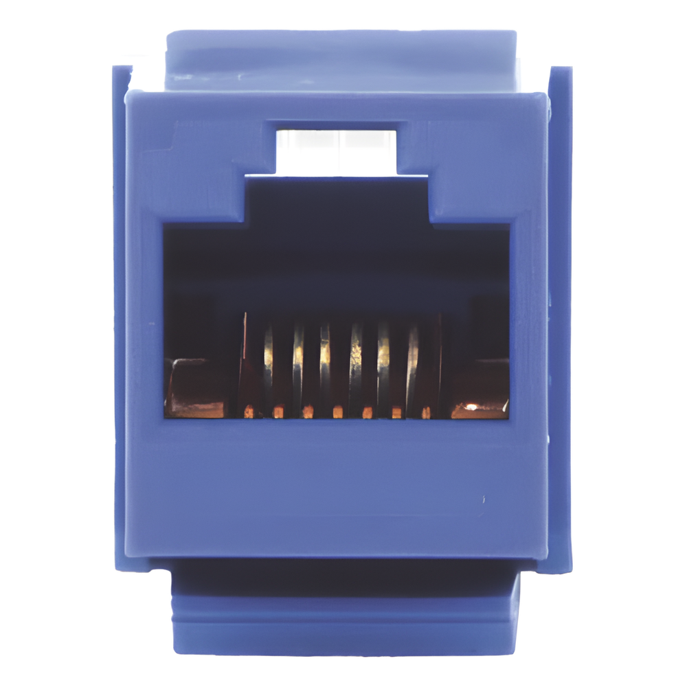 Conector Jack Estilo Leadframe, Tipo Keystone, Categoría 5e, de 8 Posiciones y 8 Cables, Color Azul