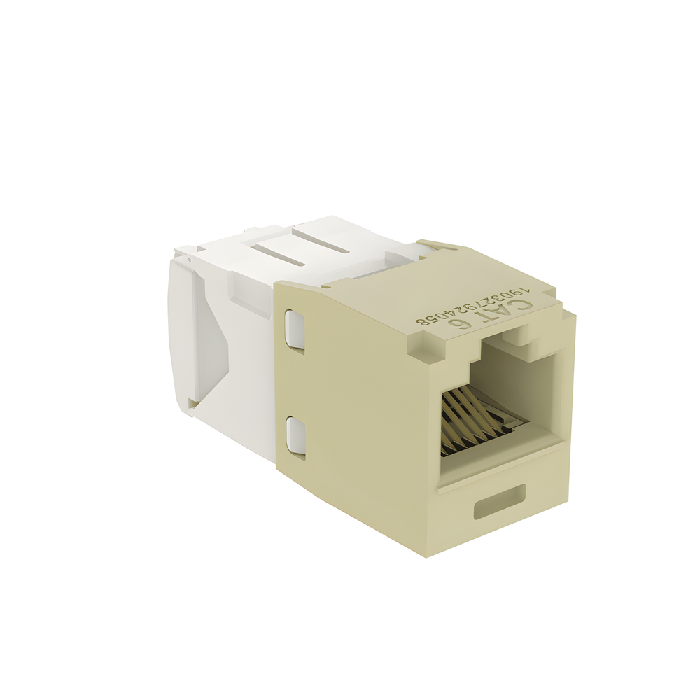 Conector Jack RJ45 Estilo TG, Mini-Com, Categoría 6, de 8 Posiciones y 8 Cables, Color Marfil