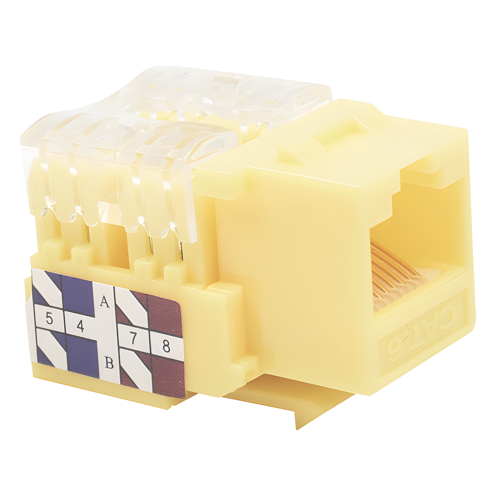 Módulo Jack Keystone Cat6 con Terminación 110 (Punchdown) para Faceplate - Color Amarillo