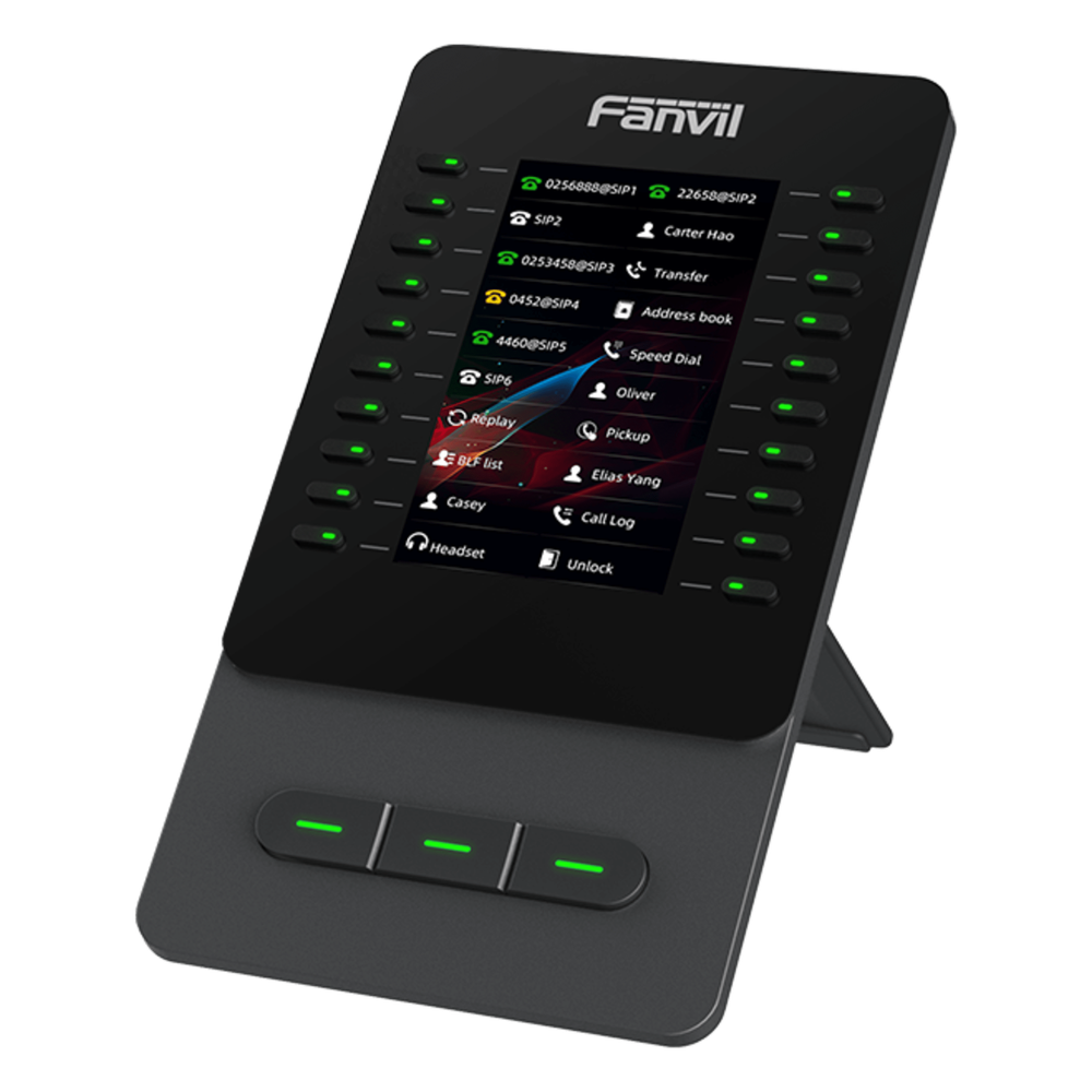 Módulo de Expansión EM60 con Pantalla a Color / 4.3 Pulgadas 480x272 / 60 Teclas Programables DSS / USB Tipo-C / Compatible con V65-V66-V66 Pro / Cascada hasta 4 Módulos / Con Soporte Ajustable