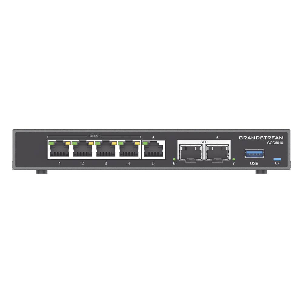 4 en 1: Firewall Nueva Generación, Router, IP PBX (24 usuarios / 8 llamadas), Switch Gigabit de 5 Puertos (4 PoE) y 2 Puertos SFP 2.5 Gigabit