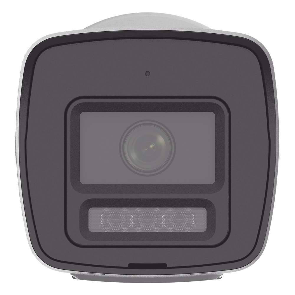[PROTECCIÓN ACTIVA] Bala IP 4 Megapixel / Lente 2.8 mm / Dual Light (30 mts IR + 20 mts Luz Blanca)  / Audio de Dos Vías /  Luz Intermitente y Alerta de Audio / Micrófono Integrado / ACUSENSE Lite / Exterior IP67 / H.265 / PoE