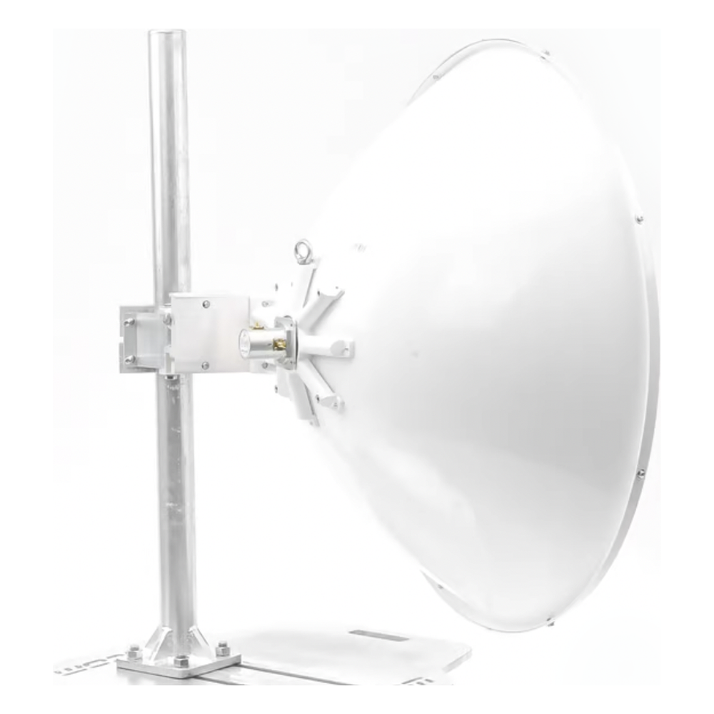 Antena Direccional de Alto Rendimiento / 33.0 ± 1 dBi  / 3 ft / 5.9-7 GHz / Conectores SMA Hembra Inverso / Alto Aislamiento al Ruido / Fácil Montaje y herraje de acero inoxidable /  Radomo Incluido