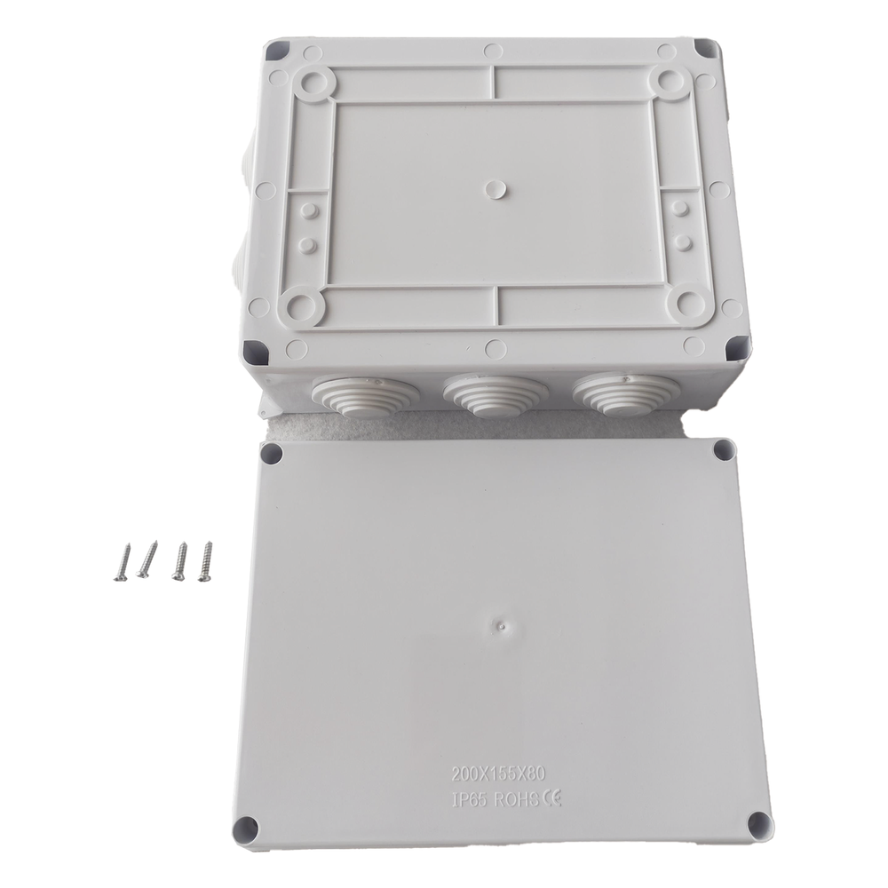 Caja de Derivación-Conexión para Exterior IP65 con 10 Entradas / 200 x 155 x 80 mm / Sellado Seguro con Empaque + 4 Tornillos / Resiste Agua, Polvo y Sol Directo