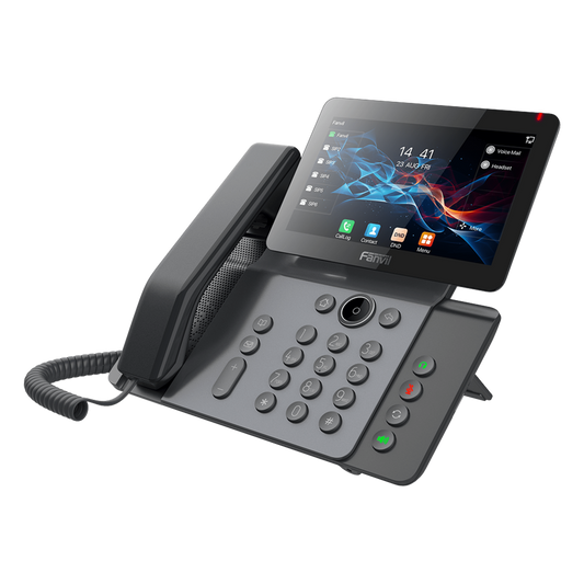 Teléfono IP Empresarial V66 Prime, Pantalla Táctil Color 7 Pulgadas, Audio HD Opus, Video 1080p, Wi-Fi 6, Bluetooth 5.4, 20 Líneas SIP, 6-Way Conference, PoE, Material Antibacterial
