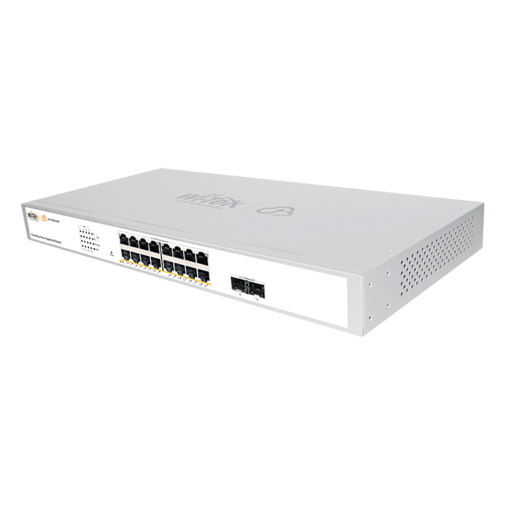 Switch Administrable PoE  / 16 puertos PoE af/at Gigabit /  2 x SFP Gigabit / Administración Cloud Gratuita / Presupuesto 240 W