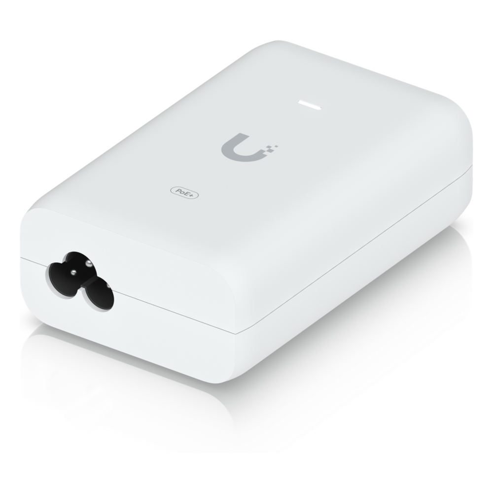 Adaptador PoE+ 2.5G / hasta 30 W / 48V 0.65A / (2) Puertos RJ45 MultiGigabit 2.5G / Salida PoE+ / LED Indicador / Ideal para APs UniFi WiFi 7 / / Protección contra Sobretensiones