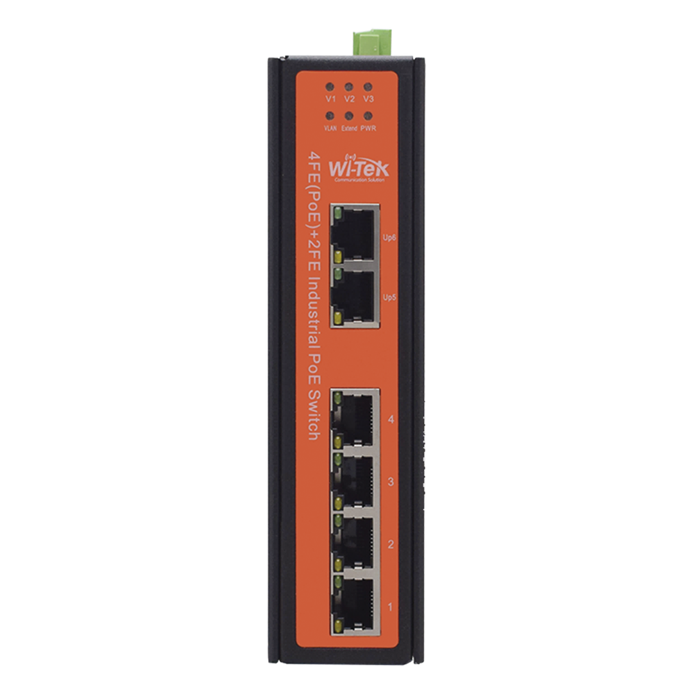 Switch industrial 4 puertos Fast Ethernetcon POE 802.3af/at + 2 puertos UPLINK gigabit