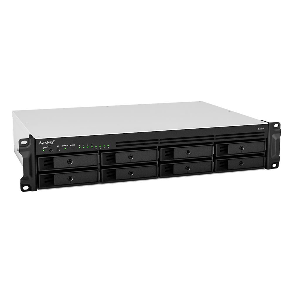 Servidor de Almacenamiento en Red RackStation RS1221+ | 8 Bahías | Expansión a 12 Bahías | CPU AMD Ryzen V1500B | 4 GB DDR4 ECC | RAID Soportado | 10/25GbE | Synology High Availability | Protección de Datos Integral.