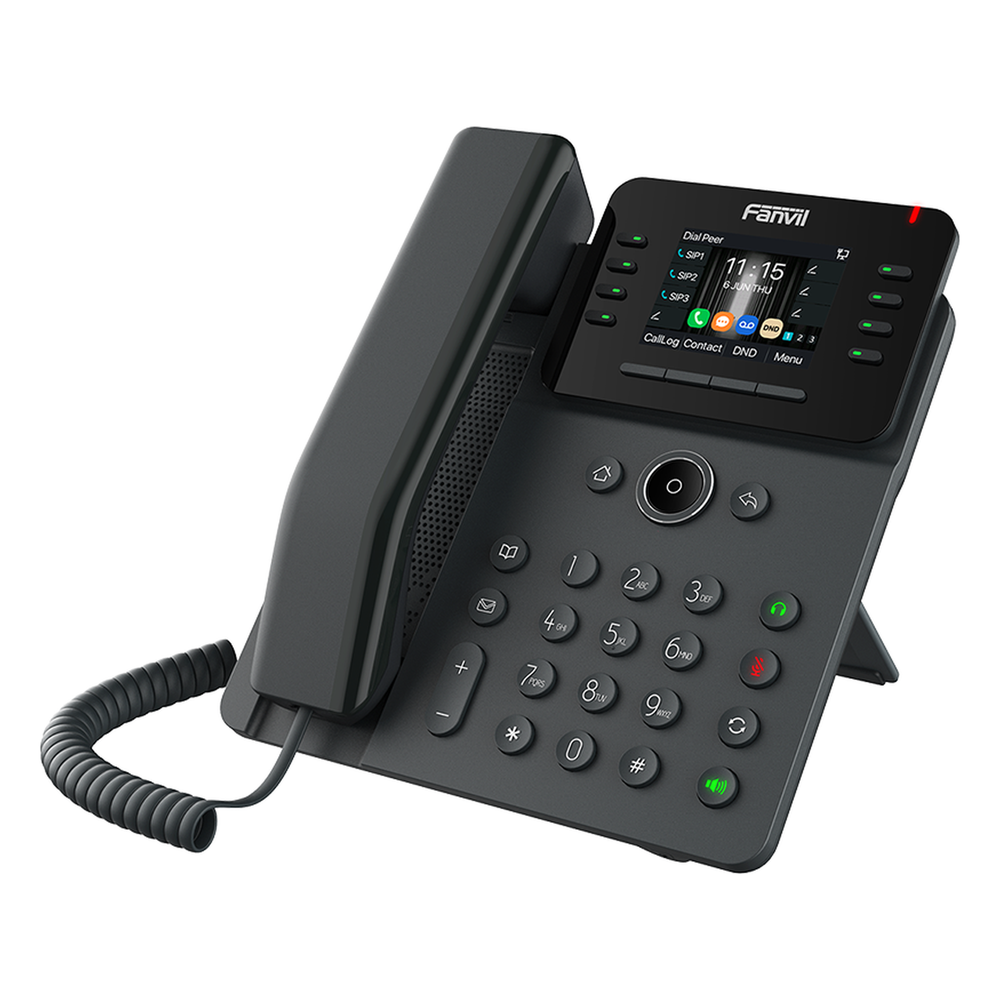 Teléfono IP Wi-Fi Empresarial,Bluetooth, 12 líneas SIP, pantalla a color 2.8", PoE, puertos Gigabit, conferencia local de 6 vías.