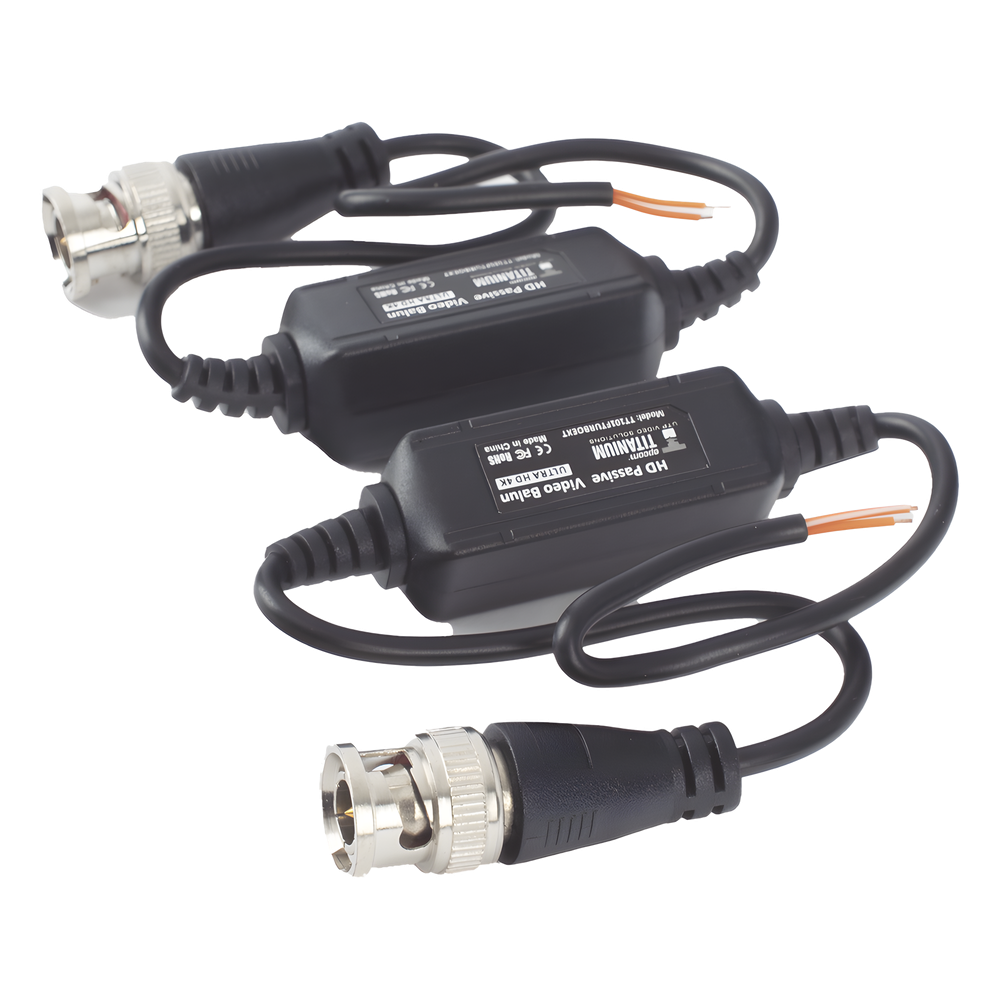 Kit de Transceptores (Baluns) para EXTERIOR TurboHD Hasta 4K HD-TVI / HD-CVI / AHD / CVBS / COAXITRON / AUDIO POR COAXITRON  / Menu OSD / CONECTORES 100% COBRE / Con Cable RF Blindado. Distancia de hasta 200 m en 4K. Calidad PREMIUM