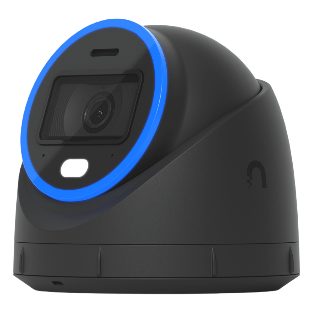 Cámara UniFi Protect Turret AI Negra / 4K(8MP) / Ángulo ultra-ancho 109.9 / Visión Nocturna IR 40 m / AI Avanzado: Reconocimiento de Rostros y Matrículas / LED p/color en la noche / Micrófono 2 vías / ranura Micro