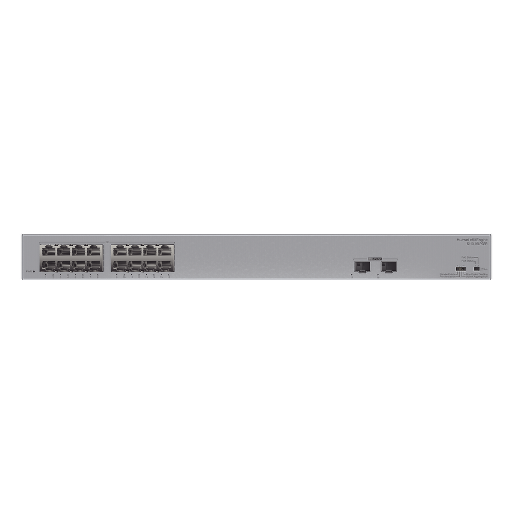 Switch Gigabit No Administrable PoE / 16 puertos 10/100/1000 Mbps (PoE) / 2 Puertos SFP Uplink / 124W