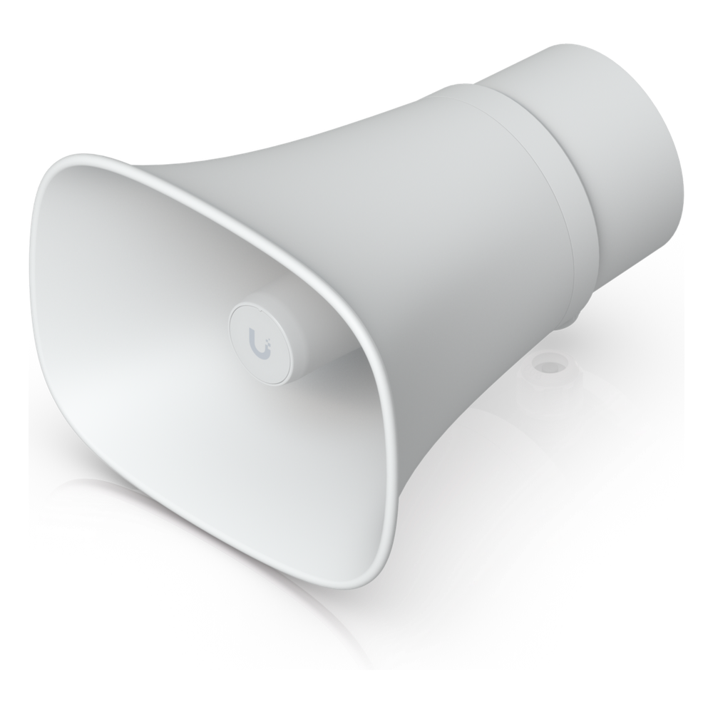 UniFi Protect AI Horn Speaker, Altavoz IP 120 dB, PoE+, Alerta AI Avanzada, Montaje Pared, Esquina y Poste, IP66