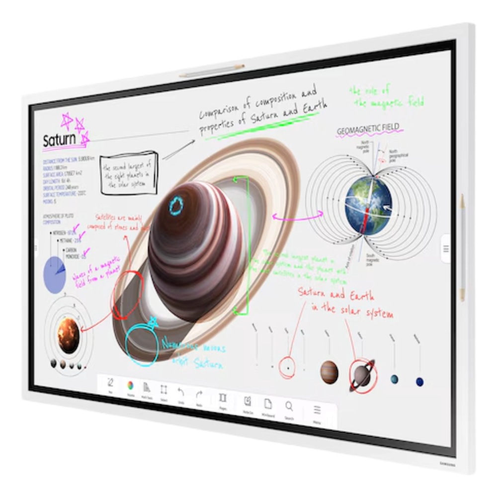 Pizarra Interactiva Digital / 55" 4K UHD (3840x2160) / Touch IR 20 Puntos / Whiteboard 4 Usuarios Simultáneos / Tizen 9.0 / WiFi / VESA 400x400