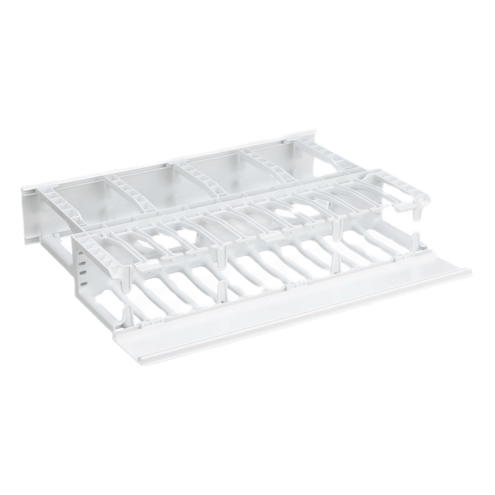 Organizador de Cables Horizontal NetManager de Alta Densidad, Doble (Frontal y Posterior), Para Rack de 19in, 2UR, Color Blanco