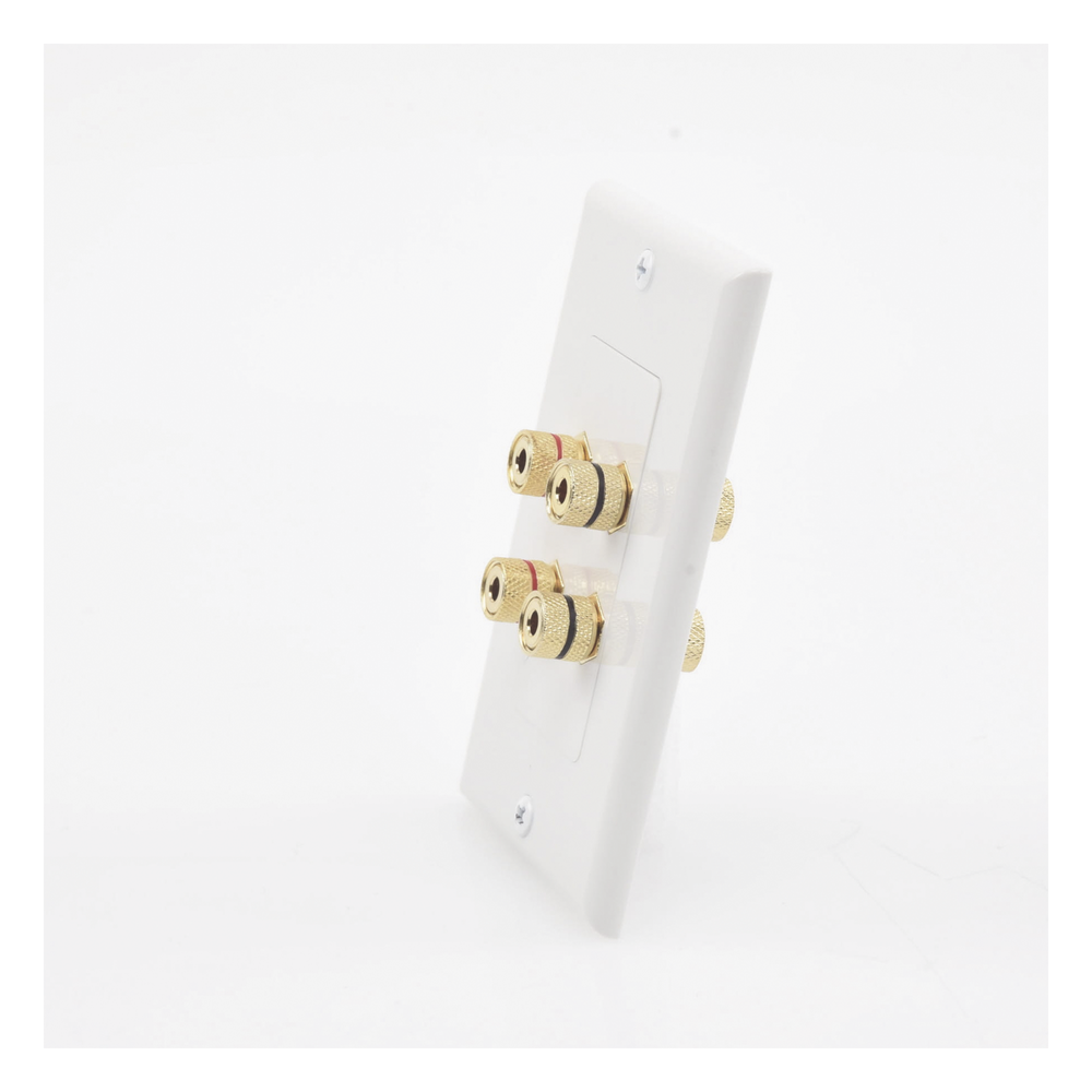 Placa de Pared | Postes de Unión Tipo Banana | Conexión para 2 Altavoces | Fácil Instalación | Conectores Chapados en Oro