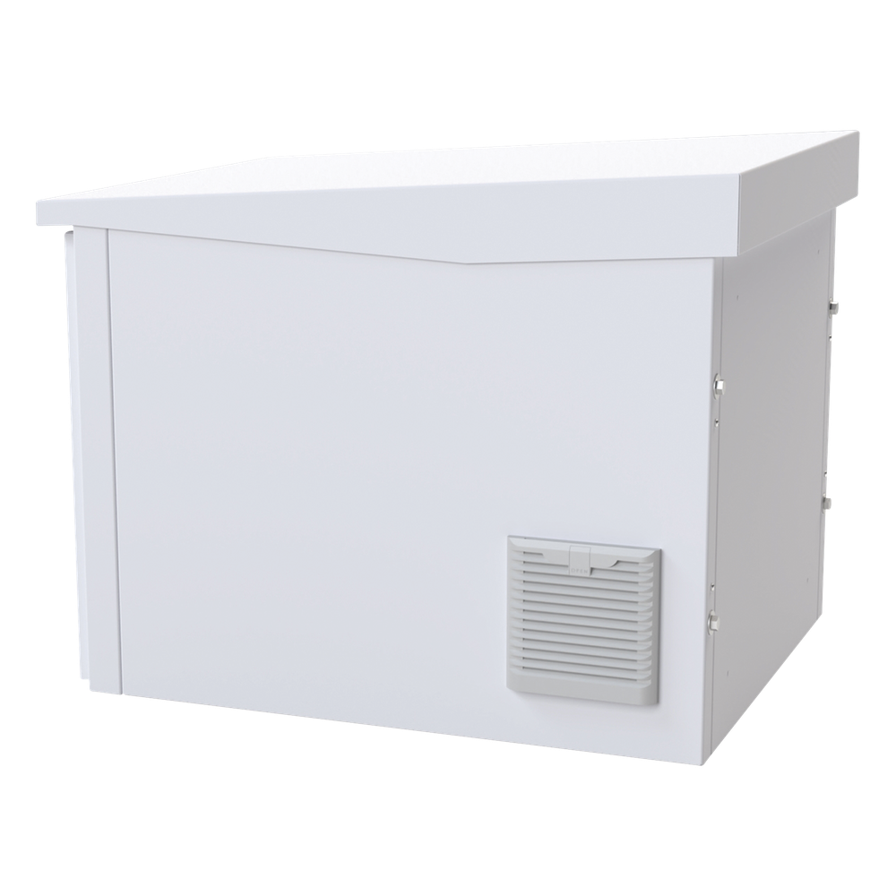 Gabinete PROFUNDO hasta 705 mm  de profundidad, de Exterior de 9UR con Ventiladores y Termostato, Se envía el Gabinete Armado, (Montaje a poste o torre se vende por separado).