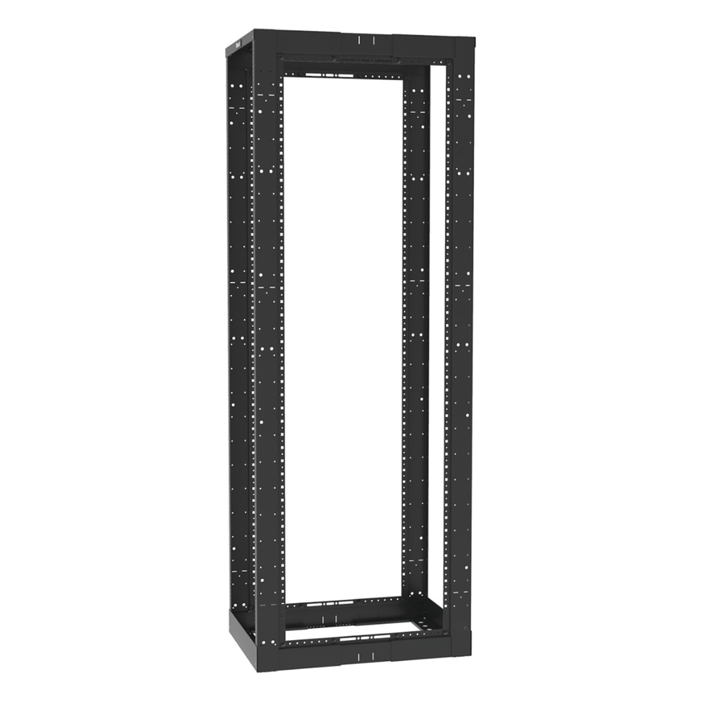 Rack de Cuatro Postes Estándar de 19", Rieles Roscados #12-24, Profundidad Ajustable de 23 a 42 in, 45 Unidades de Rack, Color Negro