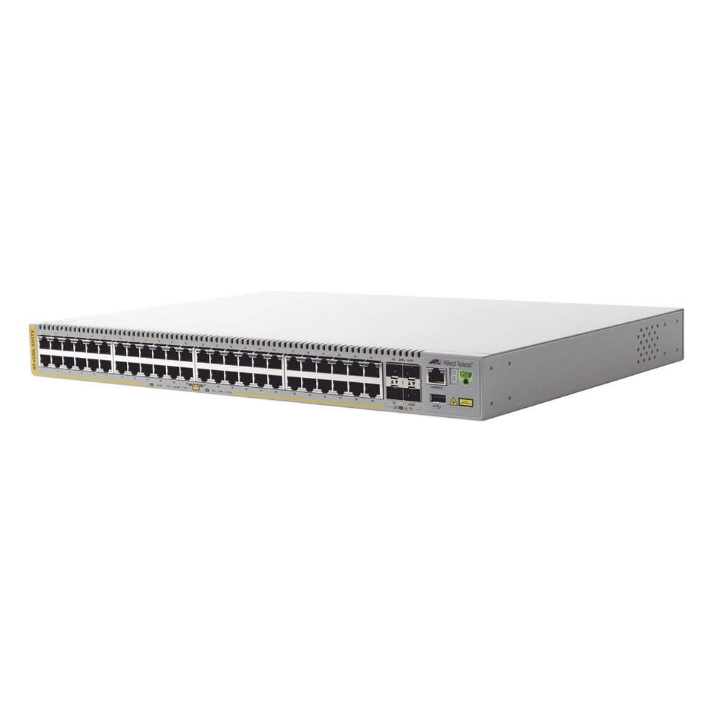 Switch PoE+ Stackeable Capa 3, 48 puertos 10/100/1000 Mbps + 4 puertos SFP+ 10 G, hasta 740 W, fuente redundante
